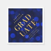 Sapphire Blue Bokeh Lights Imitate Gold Graduate Serviette (Vorderseite)