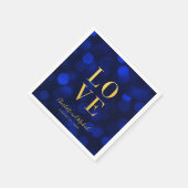 Sapphire Blue Bokeh Lights Imitate Gold Liebe Serviette (Ecke)