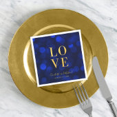 Sapphire Blue Bokeh Lights Imitate Gold Liebe Serviette