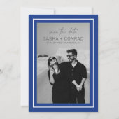 Sapphire Blue Bold Border Foto Moderne Hochzeit Save The Date (Vorderseite)