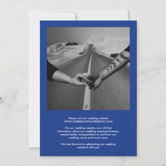 Sapphire Blue Bold Border Foto Moderne Hochzeit Save The Date (Rückseite)