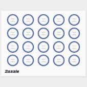 Sapphire Blue Bold Border Moderne Hochzeit Runder Aufkleber (Blatt)