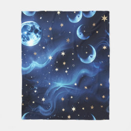 Sapphire Blue Celestial Moon Blanket – Luxury Seam Fleecedecke
