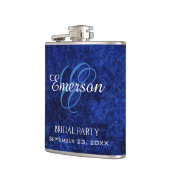 Sapphire Blue | Cobalt Azure Brautparty Monogram Flachmann (Links)