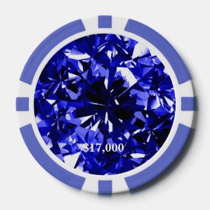 Sapphire Blue Diamond Gem Stone Poker Chip Strip
