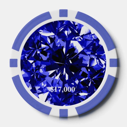 Sapphire Blue Diamond Gem Stone Poker Chip Strip (Vorderseite)