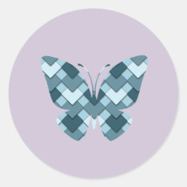 Sapphire Blue Diamond Harlequin Schmetterling Runder Aufkleber