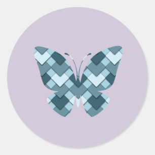 Sapphire Blue Diamond Harlequin Schmetterling Runder Aufkleber