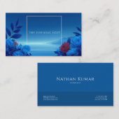 Sapphire Blue Floral Modern Geometric Ocean Visitenkarte (Vorne/Hinten)