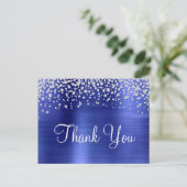 Sapphire Blue Foil Diamond Confetti Vielen Dank Postkarte (Stehend Vorderseite)