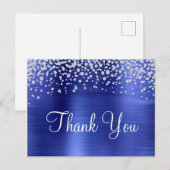 Sapphire Blue Foil Diamond Confetti Vielen Dank Postkarte (Vorne/Hinten)