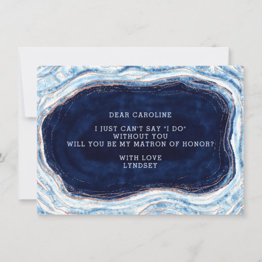 Sapphire Blue Geode Matron of Honor Vorschlag Card (Rückseite)