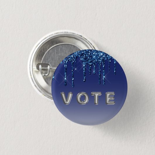 Sapphire Blue Glitter Drip Button (Vorne & Hinten)