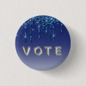 Sapphire Blue Glitter Drip Button (Vorderseite)