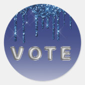 Sapphire Blue Glitter Drip Runder Aufkleber (Vorderseite)
