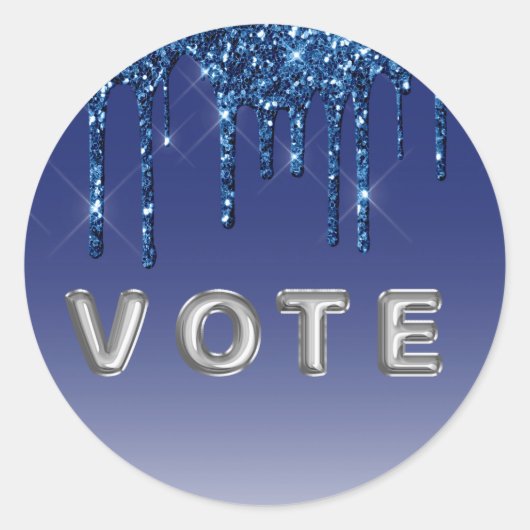 Sapphire Blue Glitter Drip Runder Aufkleber (Vorderseite)