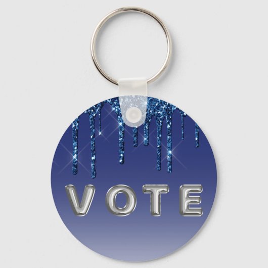 Sapphire Blue Glitter Drip Schlüsselanhänger (Vorderseite)