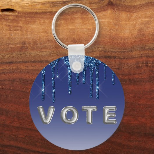 Sapphire Blue Glitter Drip Schlüsselanhänger (Rückseite)