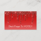 Sapphire Blue Glitter Drip Vote Reminder Visitenkarte (Vorderseite)