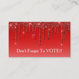 Sapphire Blue Glitter Drip Vote Reminder Visitenkarte