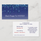 Sapphire Blue Glitter Drip Vote Reminder Visitenkarte (Vorne/Hinten)