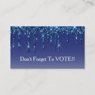 Sapphire Blue Glitter Drip Vote Reminder Visitenkarte