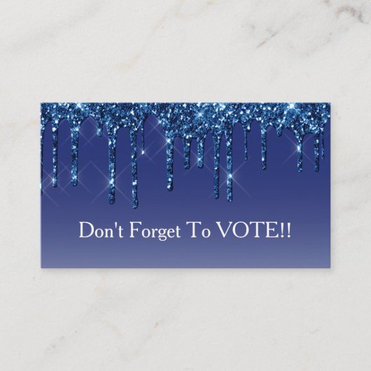 Sapphire Blue Glitter Drip Vote Reminder Visitenkarte (Vorderseite)