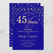 Sapphire Blue Gold Überraschung 45 Jahre Party Einladung (Vorne/Hinten)