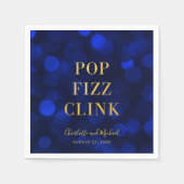 Sapphire Blue Imitats Gold Pop Fizz Clink Serviette (Vorderseite)