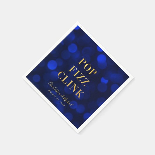 Sapphire Blue Imitats Gold Pop Fizz Clink Serviette (Ecke)