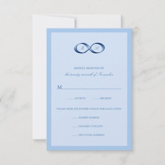Sapphire Blue Infinity Hand Clasp Wedding RSVP Karte (Vorderseite)