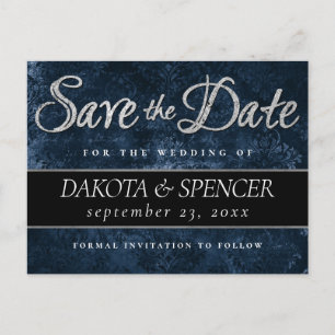 Sapphire Blue   Kobalt Grunge Save the Date Ankündigungspostkarte