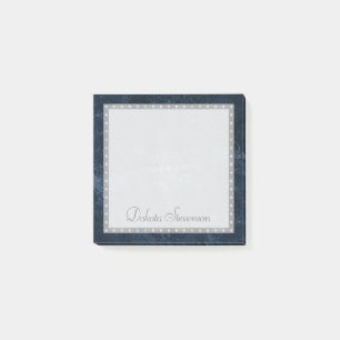 Sapphire Blue   Kobalt Grunge Velvet Monogramm Nam Post-it Klebezettel