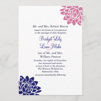 Sapphire Blue Lotus Blume Hochzeit Einladung 2