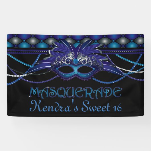 Sapphire Blue, Masquerade Party Banner (Horizontal)