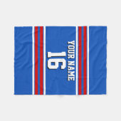 Sapphire Blue mit Red White Stripes Team Jersey Fleecedecke (Vorderseite (Horizontal))