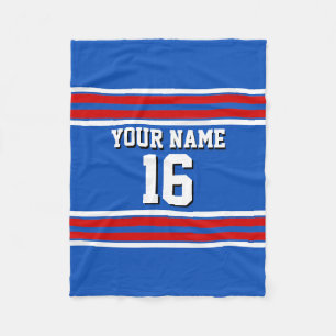Sapphire Blue mit Red White Stripes Team Jersey Fleecedecke