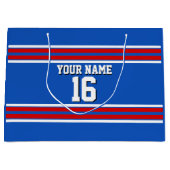 Sapphire Blue mit Red White Stripes Team Jersey Große Geschenktüte (Vorderseite)
