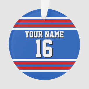 Sapphire Blue mit Red White Stripes Team Jersey Ornament