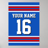Sapphire Blue mit Red White Stripes Team Jersey Poster (Vorne)
