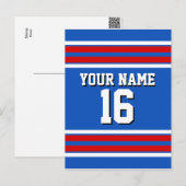 Sapphire Blue mit Red White Stripes Team Jersey Postkarte (Vorne/Hinten)