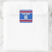 Sapphire Blue mit Red White Stripes Team Jersey Quadratischer Aufkleber (Tasche)