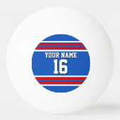 Sapphire Blue mit Red White Stripes Team Jersey Tischtennisball (Vorderseite)