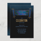 Sapphire Blue Mosaic Torah Scroll Party Einschließ Einladung (Vorne/Hinten)