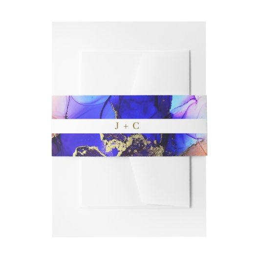 Sapphire Blue Orange Mit Monogramm Wedding Einladungsbanderole (Vorderseite Beispiel)