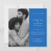 Sapphire Blue Photo Square Wedding Einladung (Vorderseite)