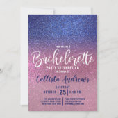 Sapphire Blue Pink Triple Glitzer Bachelorette Einladung (Vorderseite)
