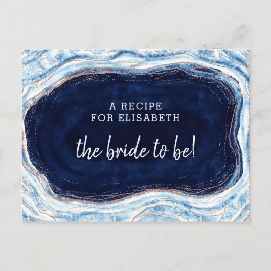 Sapphire Blue Rose Geode Brie zu Rezept Card Ankündigungspostkarte (Vorderseite)
