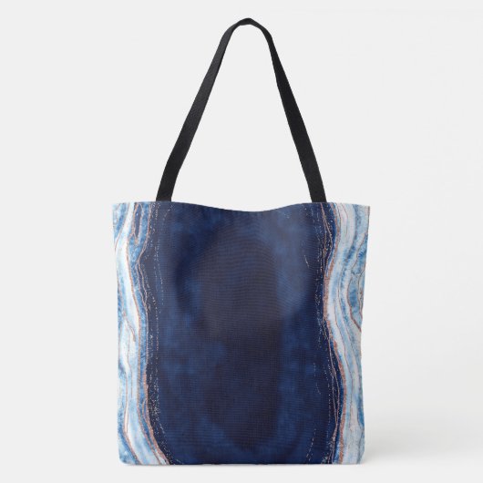 Sapphire Blue Rose Gold Geode Agate Marble Bride Tasche (Rückseite)