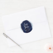 Sapphire Blue Rose Gold Geode Agate Save the Date Runder Aufkleber (Umschlag)